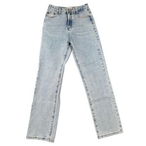 Pink Lily Jeans Women's Size 25 Light Wash Denim Straight Leg Distressed Hem 676
